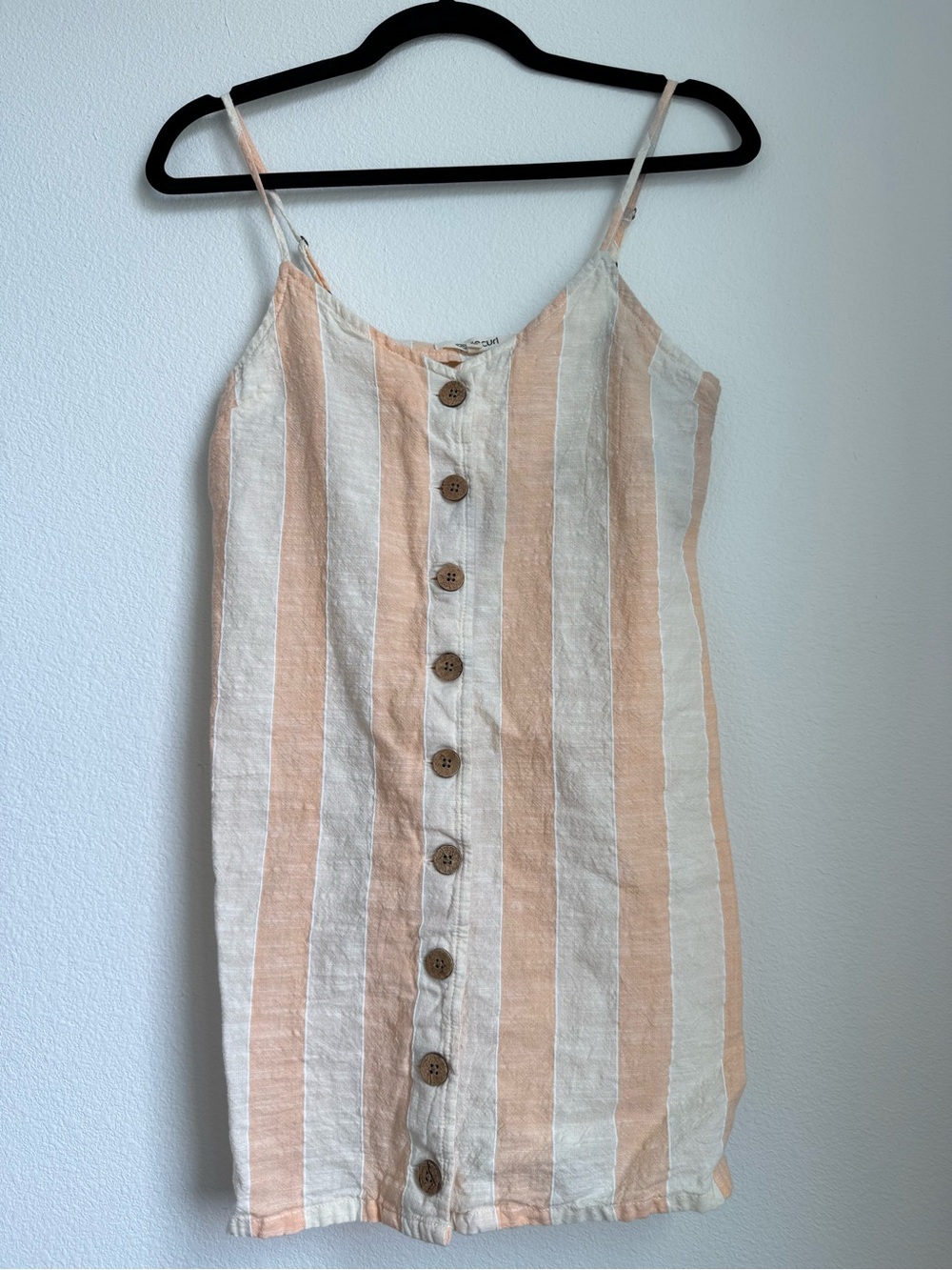 Rip Curl Peach and Cream Striped Button Dress